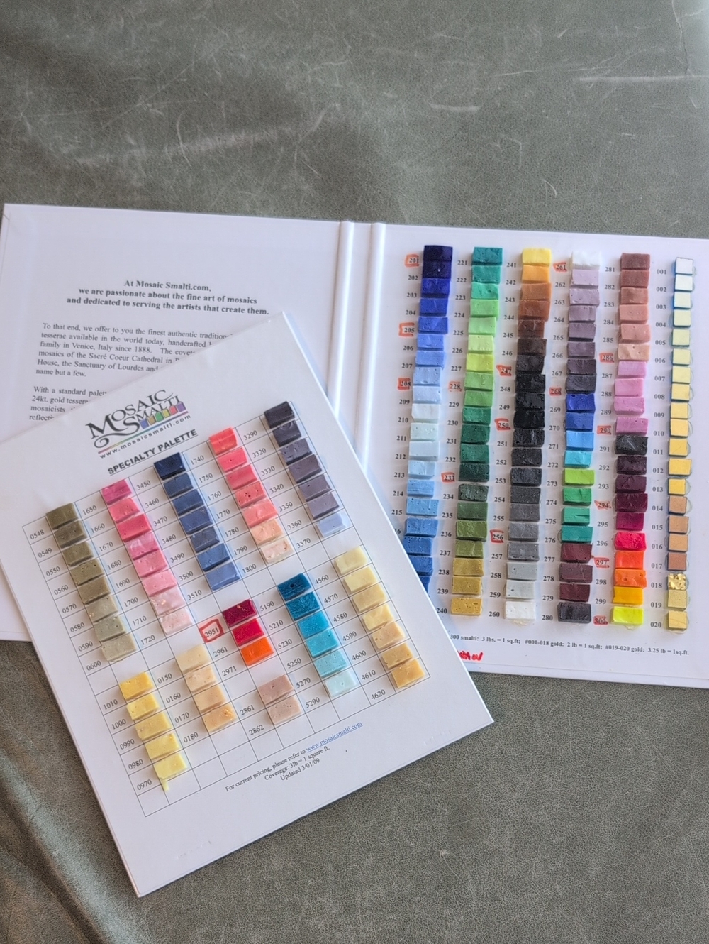 Mosaic Smalti Color Sample Boards - Standard + Specialty